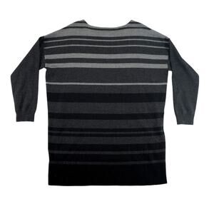 Eileen Fisher Italian Yarn Striped Sweater Tunic Gray Black – Women’s Medium